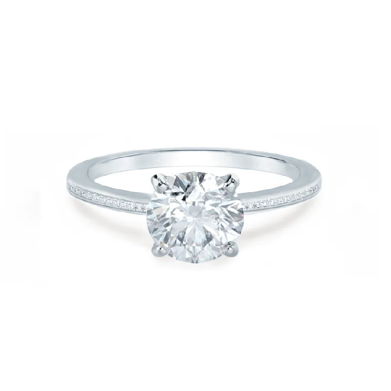 Channel Set Engagement RingsIRIS - Round Lab Diamond 950 Platinum Petite Channel Set Ring