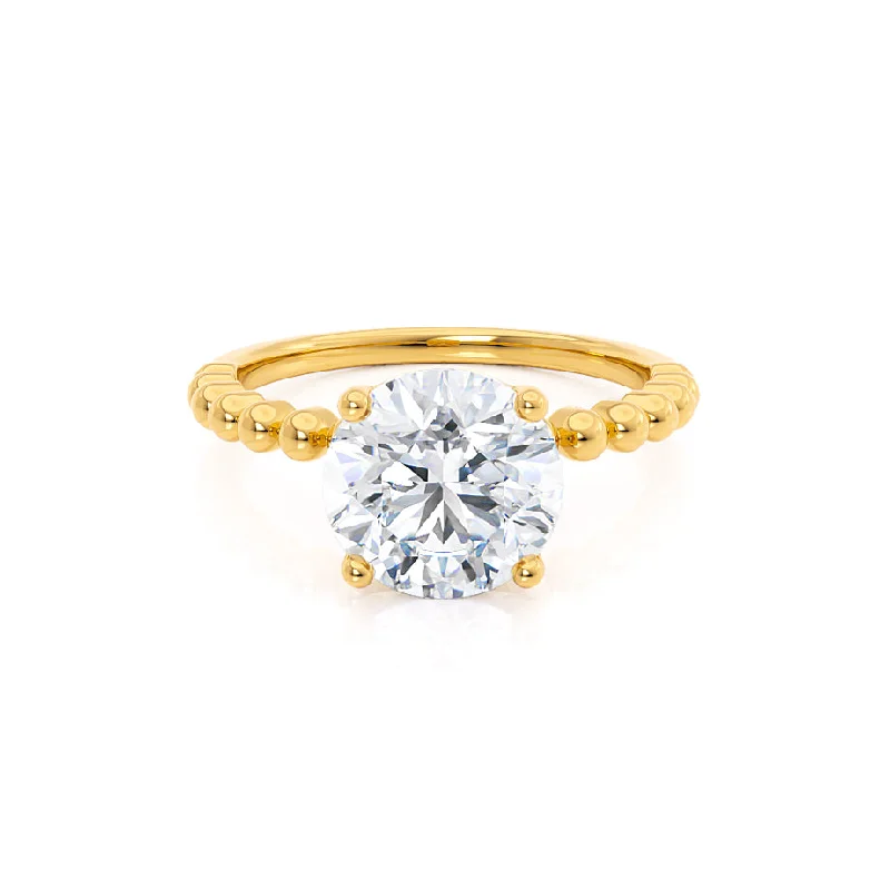 Edwardian Engagement RingsJULANE - Bubble & Bead Solitaire Lab Diamond Engagement Ring 18k Yellow Gold