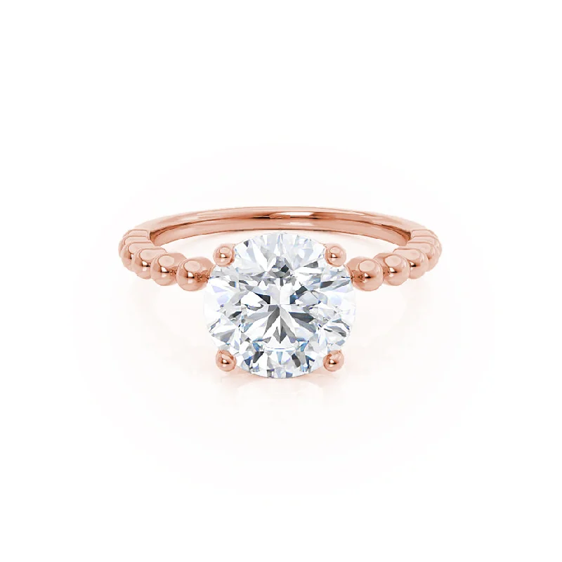 Triple Halo Engagement RingsJULANE - Bubble & Bead Solitaire Moissanite Engagement Ring 18k Rose Gold