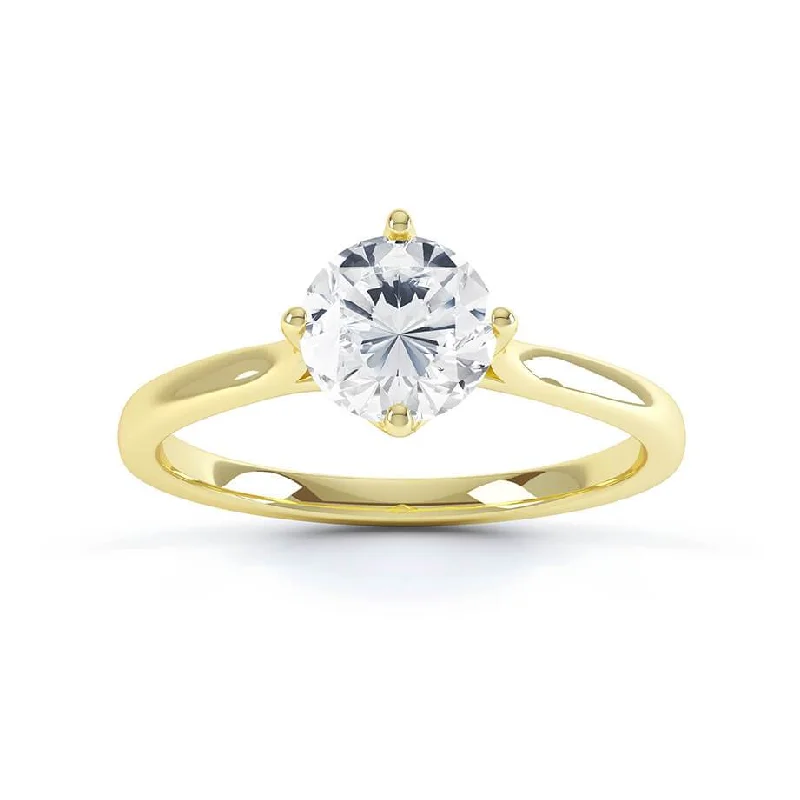 Recycled Engagement RingsJUNIPER - Round Moissanite 18k Yellow Gold Solitaire Ring