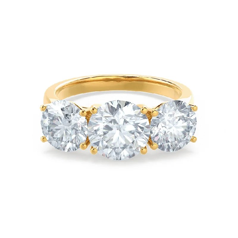 Edwardian Engagement RingsLEANORA - Round Moissanite 18k Yellow Gold Trilogy