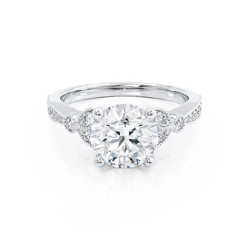 Handmade Engagement RingsLILIANA - Round Lab Diamond 950 Platinum Shoulder Set Ring