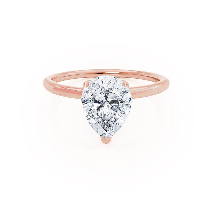 Stackable Engagement RingsLULU - Pear Lab Diamond 18k Rose Gold Petite Solitaire