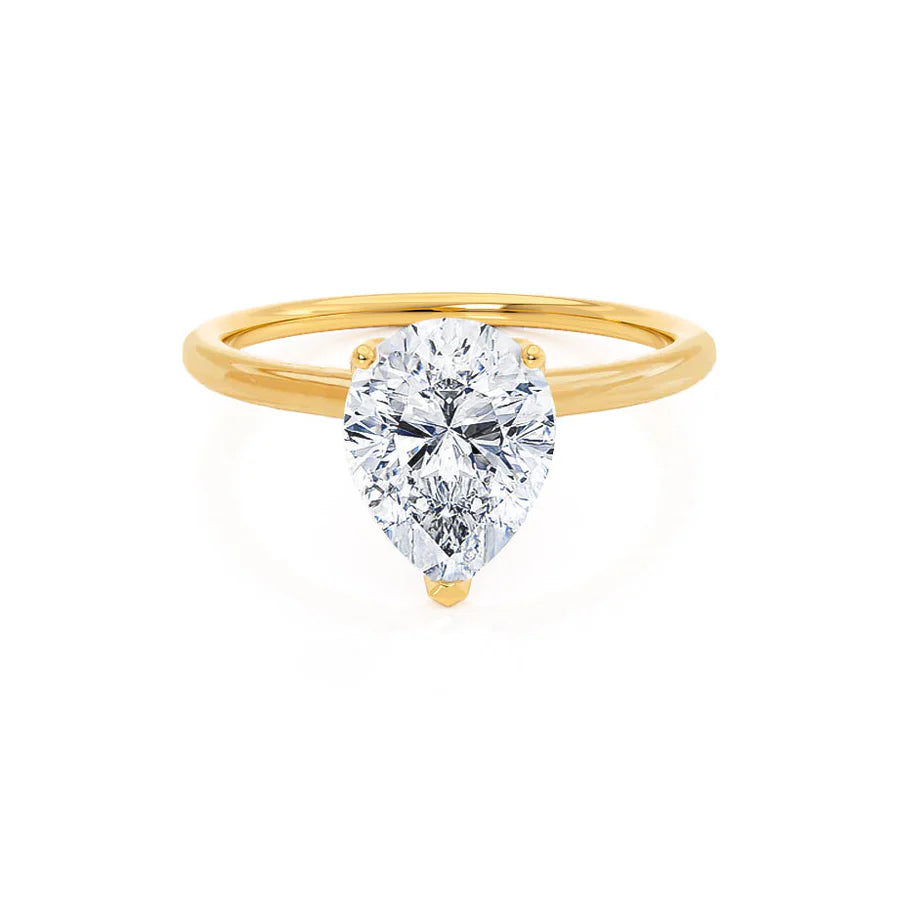 Palladium Engagement RingsLULU - Pear Lab Diamond 18k Yellow Gold Petite Solitaire