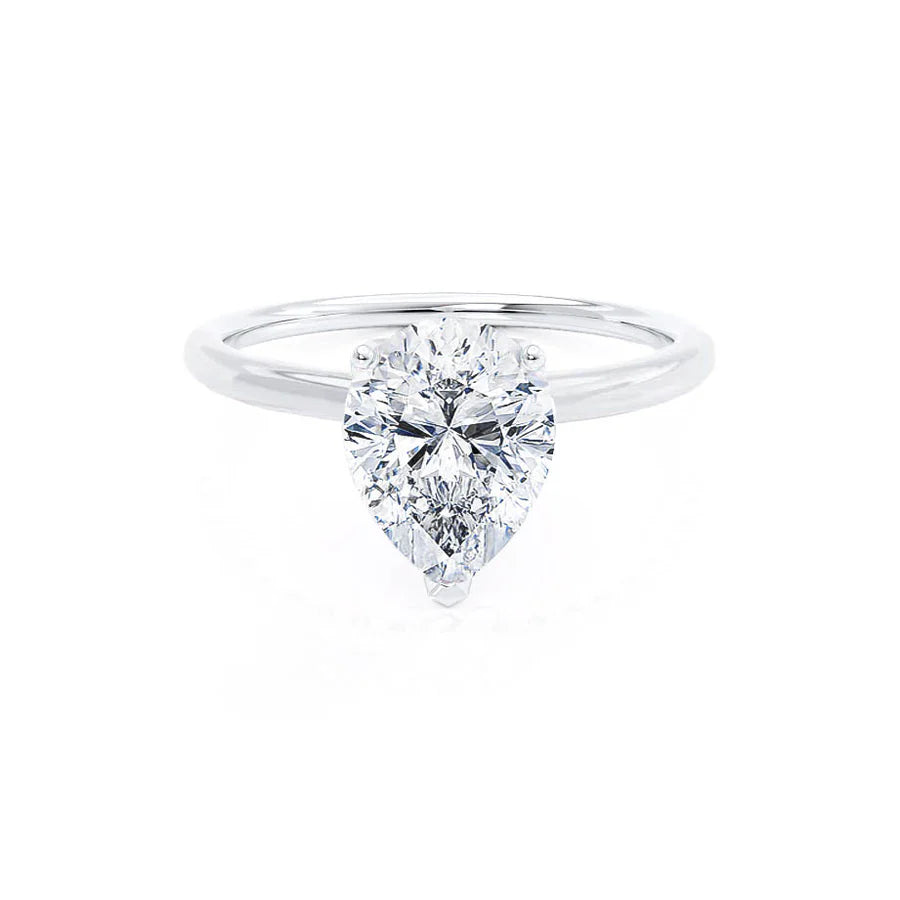 Halo Diamond Engagement RingsLULU - Pear Lab Diamond Platinum Petite Solitaire