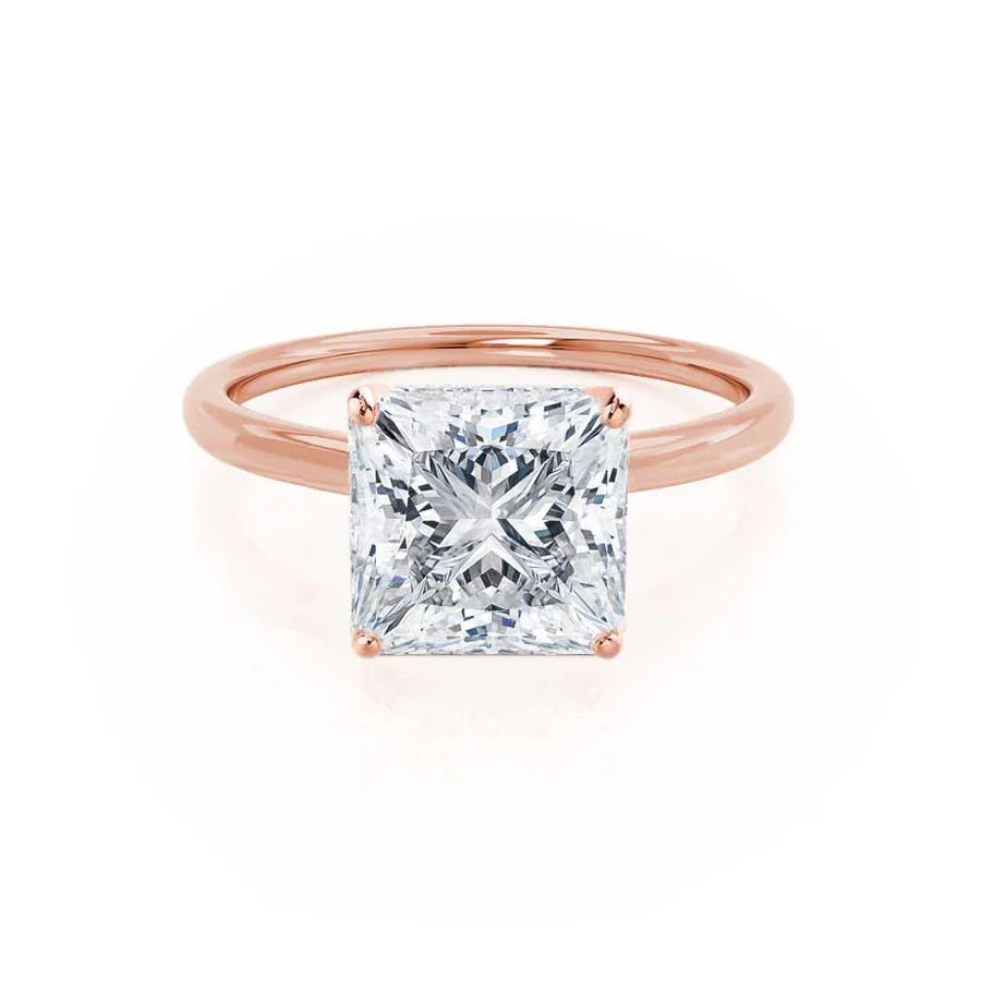 Halo Diamond Engagement RingsLULU - Princess Lab Diamond 18k Rose Gold Petite Solitaire