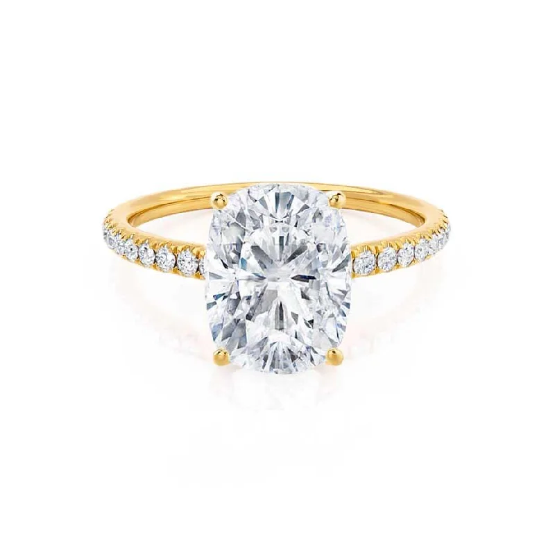 Sapphire Engagement RingsMACY -  Elongated Cushion Moissanite & Diamond 18k Yellow Gold Petite Pavé Shoulder Set Ring