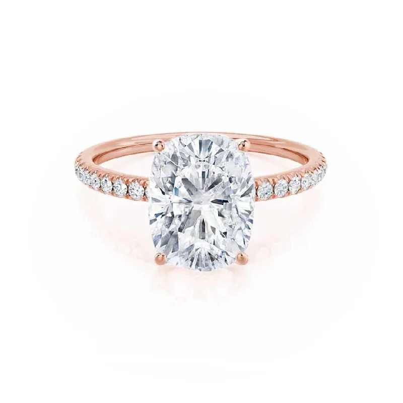 Secret Garden Engagement RingsMACY - Elongated Cushion Lab Diamond 18k Rose Gold Petite Shoulder Set