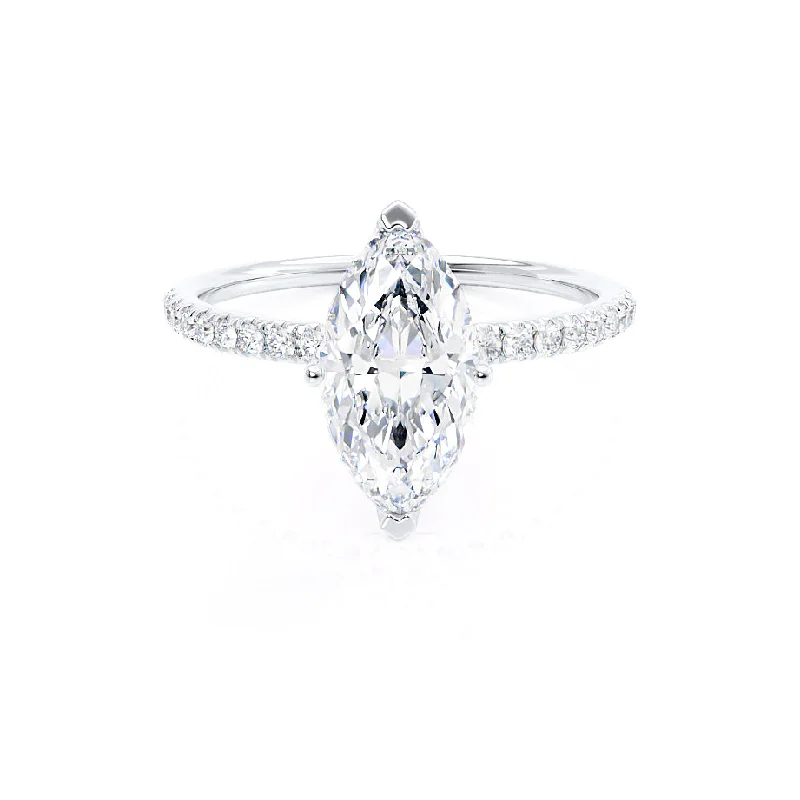 Custom Made Engagement RingsMACY - Marquise Moissanite 18k White Petite Solitaire Ring