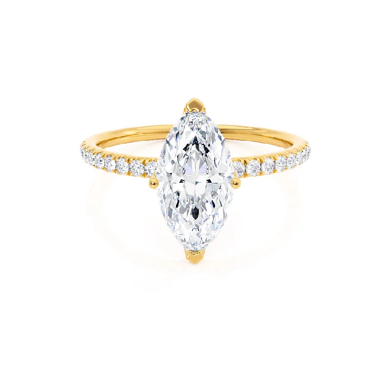 Recycled Engagement RingsMACY - Marquise Moissanite 18k Yellow Petite Solitaire Ring