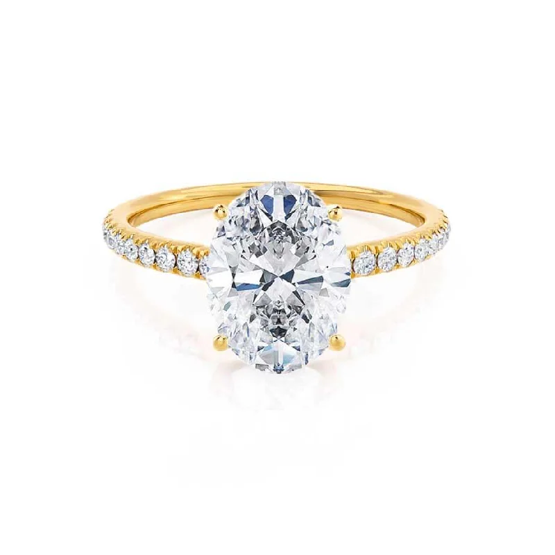 Gothic Engagement RingsMACY - Oval Lab Diamond 18k Yellow Gold Petite Pavé Shoulder Set