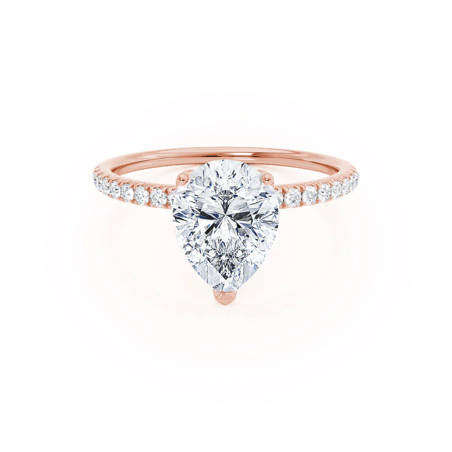 Budget Friendly Engagement RingsMACY - Pear Lab Diamond 18k Rose Gold Petite Solitaire