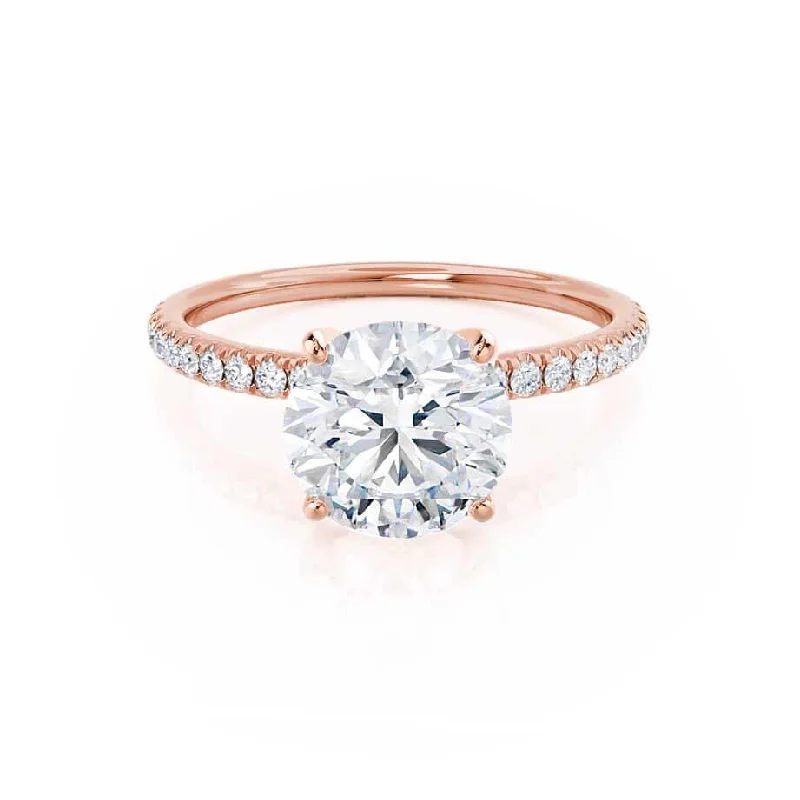 Split Shank Engagement RingsMACY - Round Lab Diamond 18k Rose Gold Petite Pavé Ring