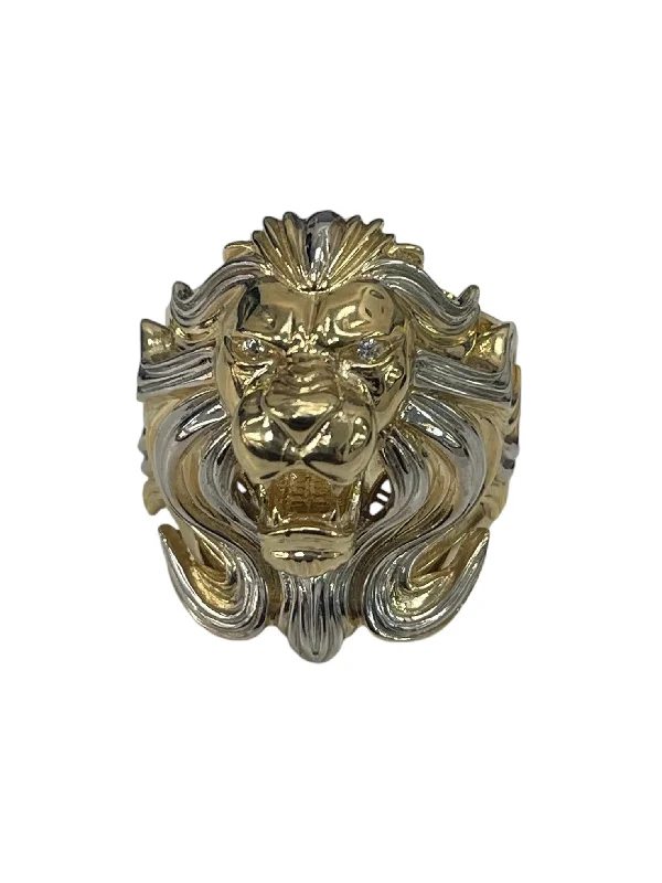 Minimalist Engagement RingsMens Lion Head Yellow Gold Ring 14kt