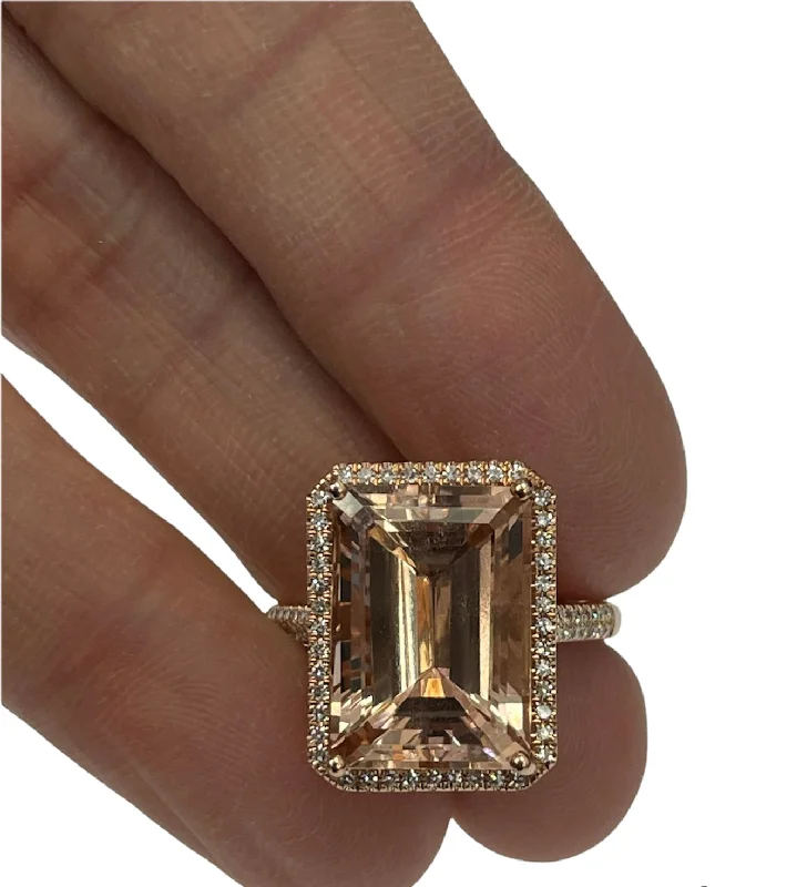 Emerald Cut Engagement RingsMorganite Gem Radiant Cut Diamond Ring Rose Gold 14kt