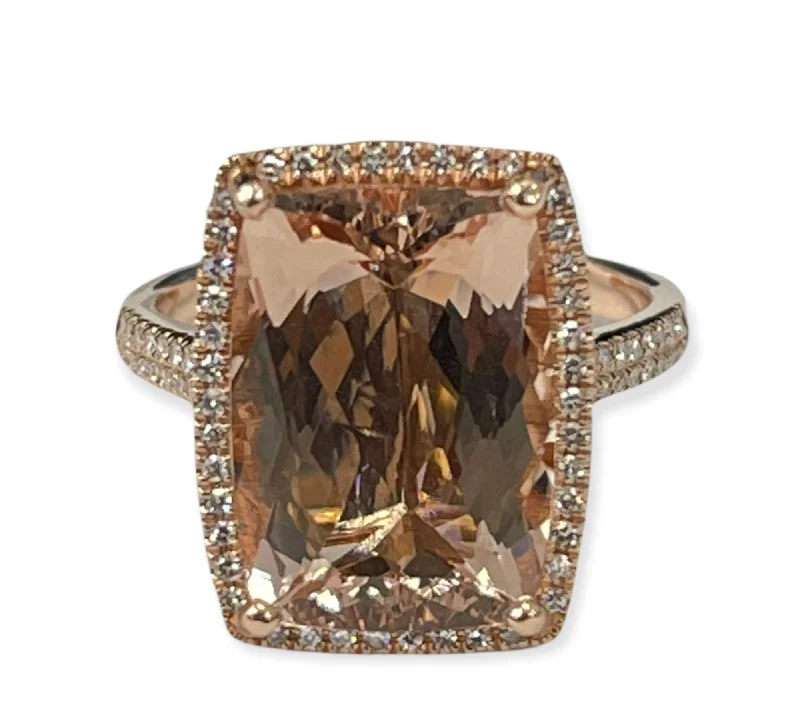 Filigree Engagement RingsMorganite Gem Solitaire with Accents Diamond Ring