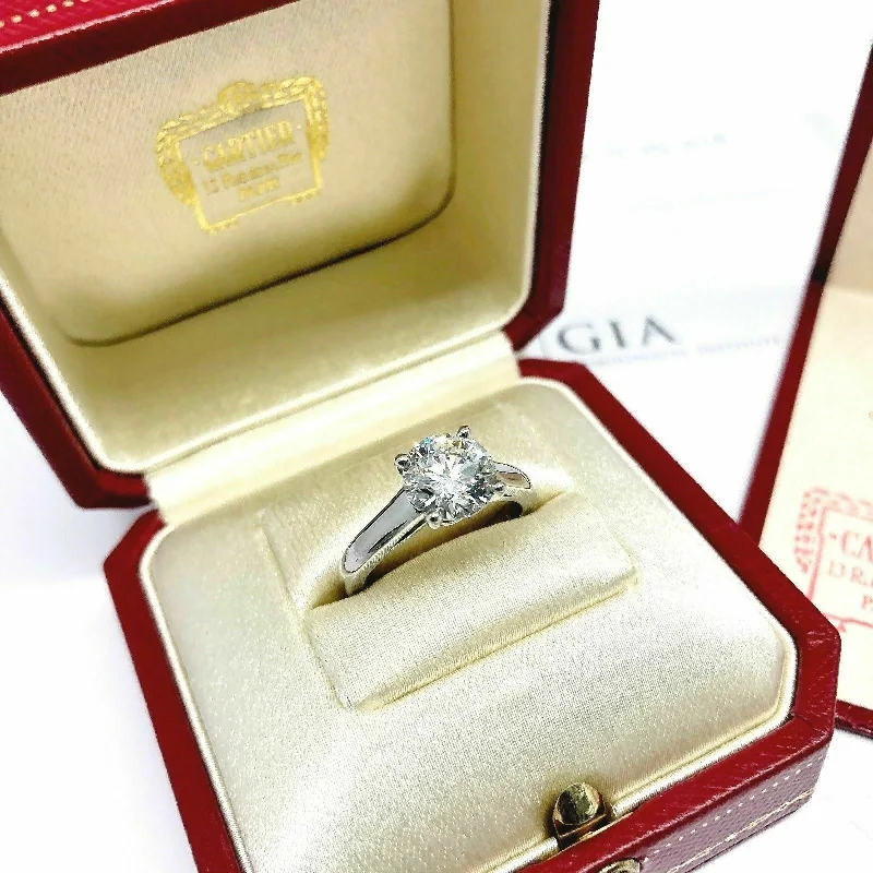 Princess Cut Engagement RingsOriginal Cartier Platinum Ring 2.14 Carats GIA G VS1 Round Diamond Cut w Reciept