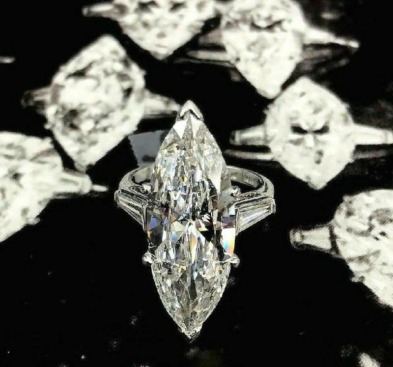 Rose Gold Engagement RingsOut of this World 7.22ct AGS Certified F/SI2 Marquise Diamond Platinum Ring