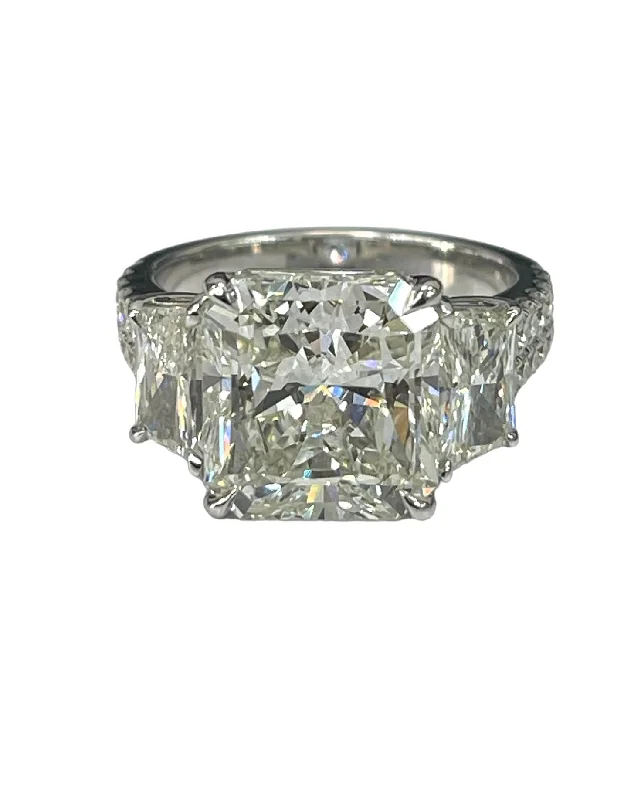 Statement Engagement RingsRadiant Solitaire Diamond Ring With Accents GIA Certified