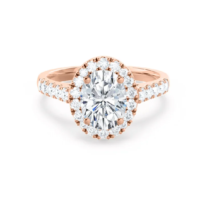 Diamond and Emerald Engagement RingsROSA - Oval Lab Diamond 18k Rose Gold Halo