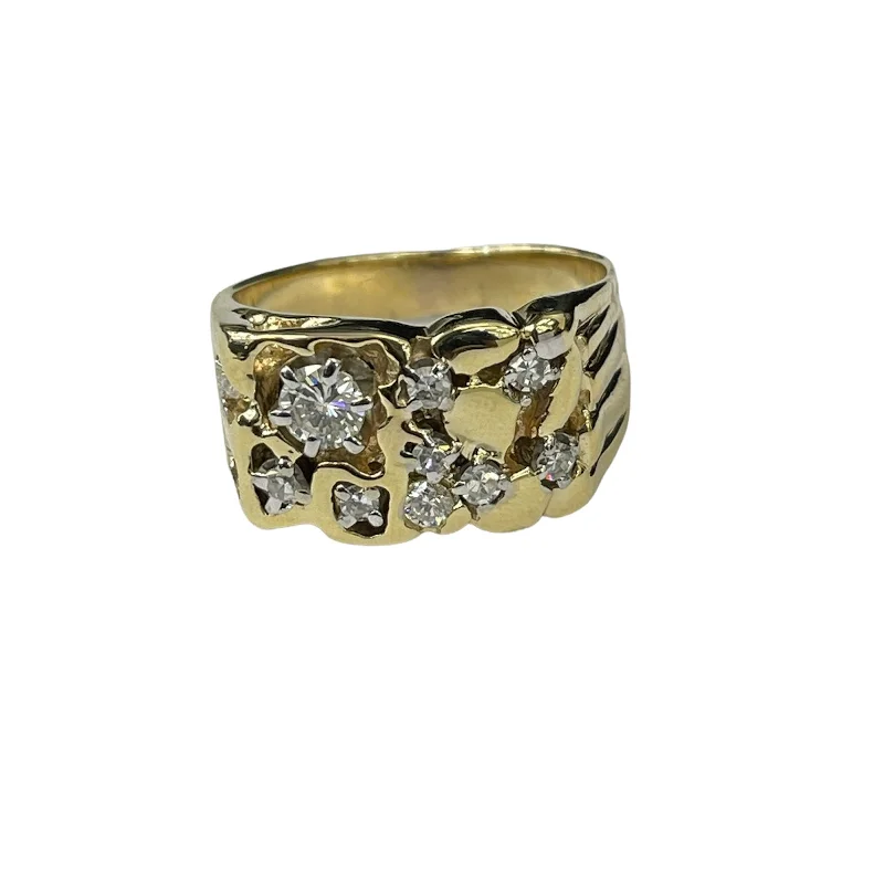 Statement Engagement RingsRound Brilliant Nugget Diamond Ring Yellow Gold 14kt