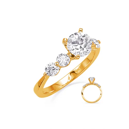 Prong Set Engagement RingsS Kashi & Sons Side Stone - Prong Set Engagement Ring EN8329YG