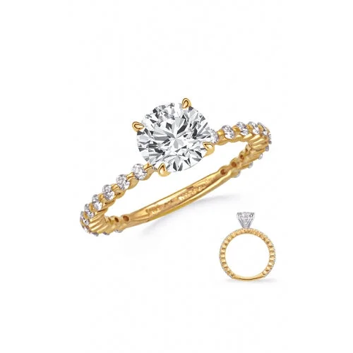 Gothic Engagement RingsS Kashi & Sons Side Stone - Prong Set Engagement Ring EN8387YG