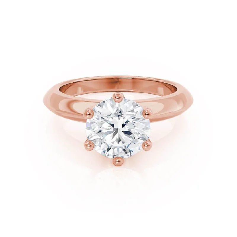 Engraved Engagement RingsSERENA - Round Lab Diamond 18k Rose Gold Solitaire