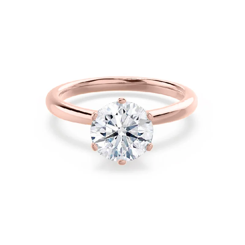 Solitaire Gemstone Engagement RingsSERENITY - Round Lab Diamond 18k Rose Gold Solitaire Ring