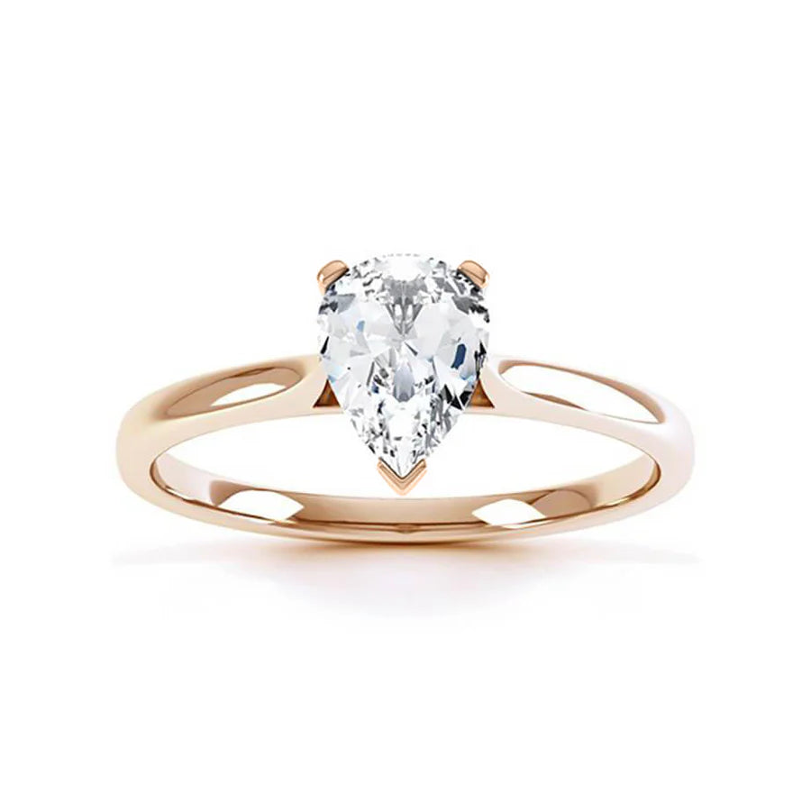 Engagement Rings for Big HandsSLOANE - Pear Lab Diamond 18k Rose Gold Petite Solitaire