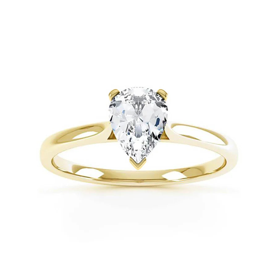 Engagement Rings for Small HandsSLOANE - Pear Lab Diamond 18k Yellow Gold Petite Solitaire