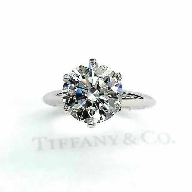 Pear Shaped Engagement RingsTiffany & Co. 2.75 Carats E VS1 Round Diamond Platinum Solitaire Ring