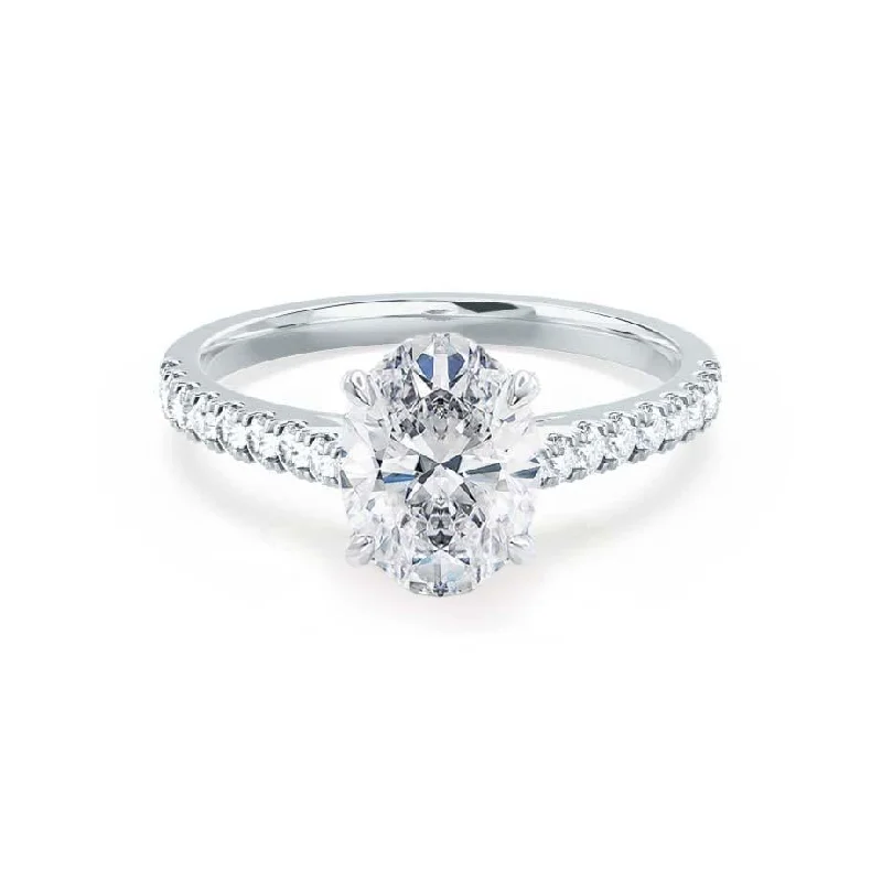 Modern Design Engagement RingsVIOLA - Oval Lab Diamond Platinum Shoulder Set