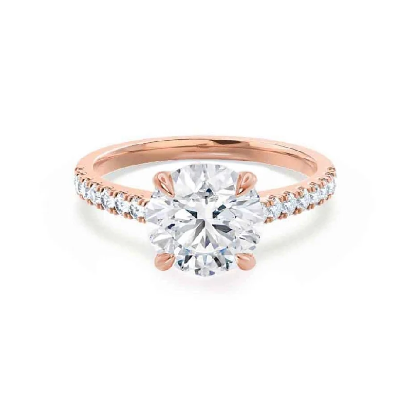 Diamond and Sapphire Engagement RingsVIOLA - Round Lab Diamond 18k Rose Gold Shoulder Set