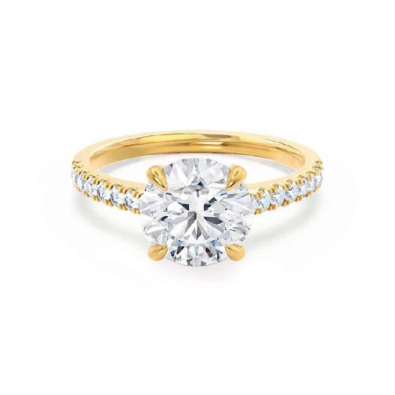 Split Shank Engagement RingsVIOLA - Round Lab Diamond 18k Yellow Gold Shoulder Set