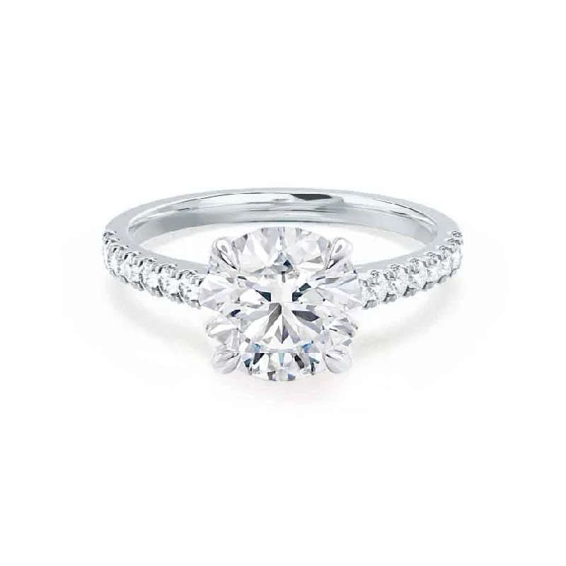 Pear Shaped Engagement RingsVIOLA - Round Lab Diamond Platinum Shoulder Set