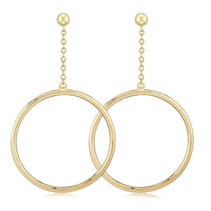 Hoop earrings featuring pearls for classic ear elegance -14KG 25mm Tube Hoop Drop W/4mm Ball Earrings