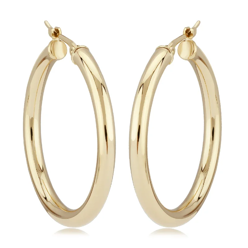 Colorful hoop earrings with mixed stone ear dazzle -14K Yellow Gold 3X30mm S/D Hoop Earrings