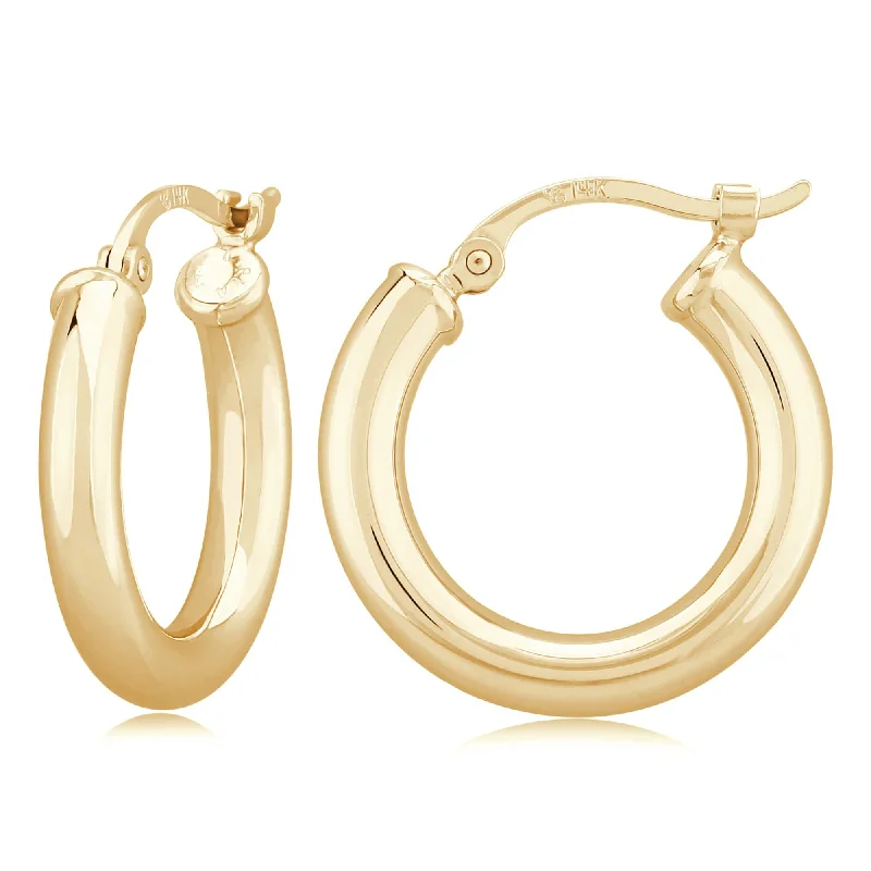 Large hoop earrings designed for bold ear statements -14K Yellow Gold 3X18mm S/D Hoop Earrings