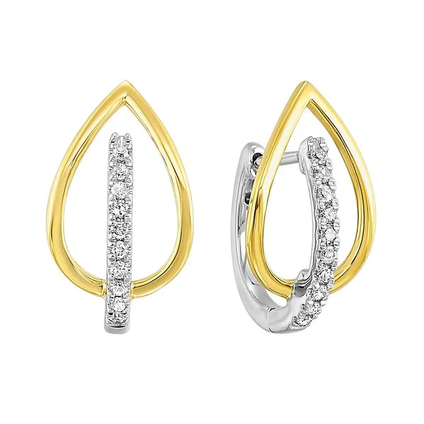 Hoop earrings featuring black onyx for dark ear contrast -10K Two Tone Gold 0.11ctw Diamond Dual Hoop Earrings