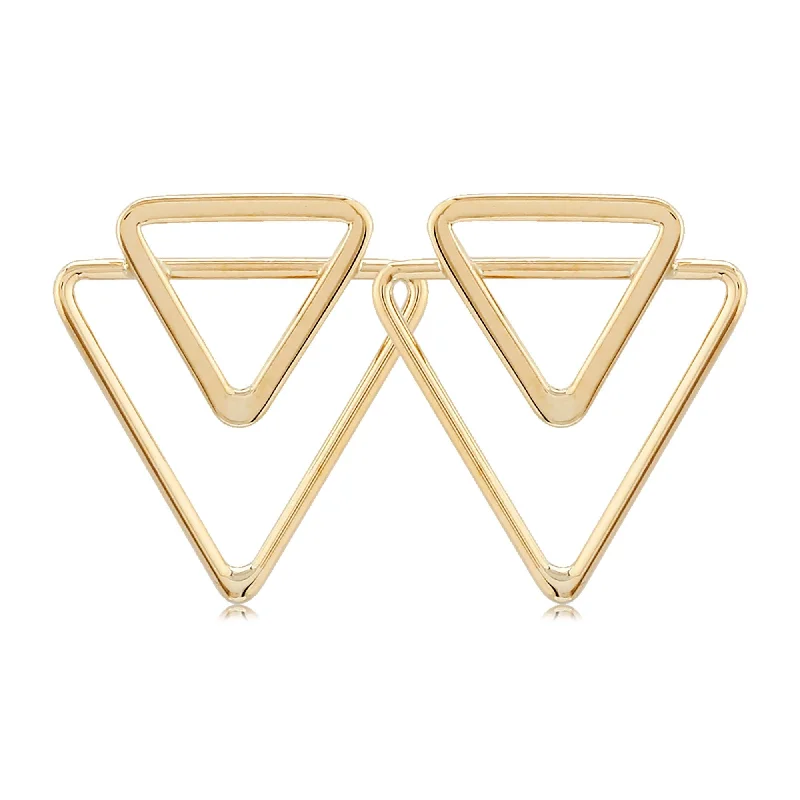 Oversized hoop earrings with bold stone hoop designs -14KY Double Open Triangle Earrings