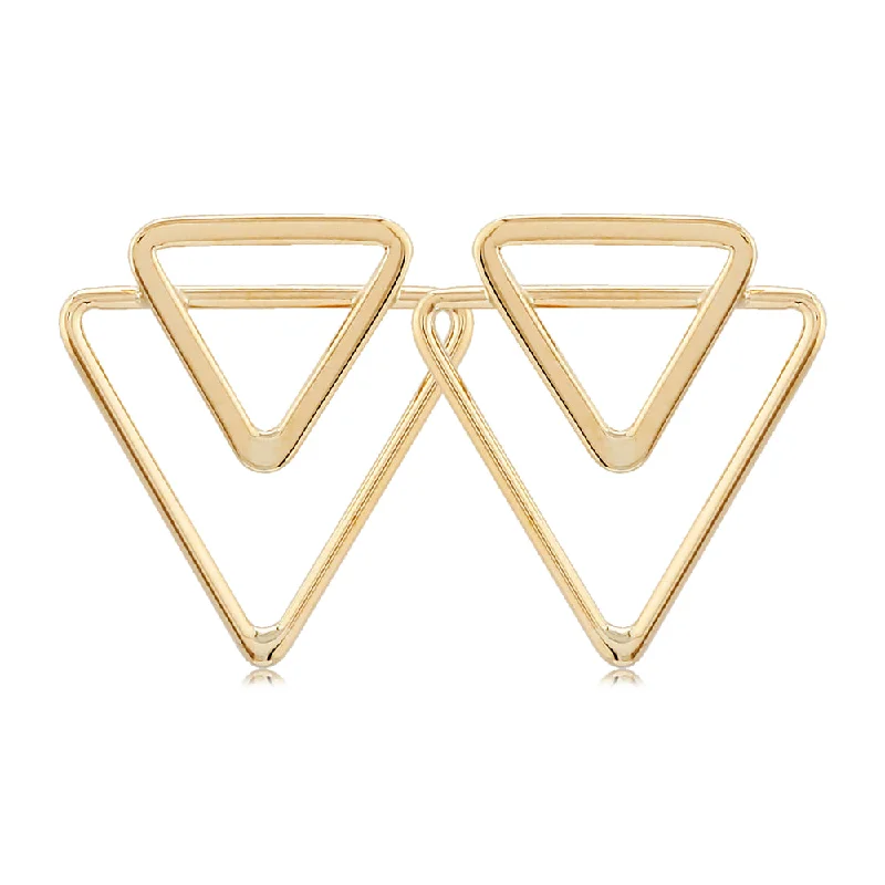 Bold hoop earrings with striking stone hoop designs -14k Double Triangle Earrings