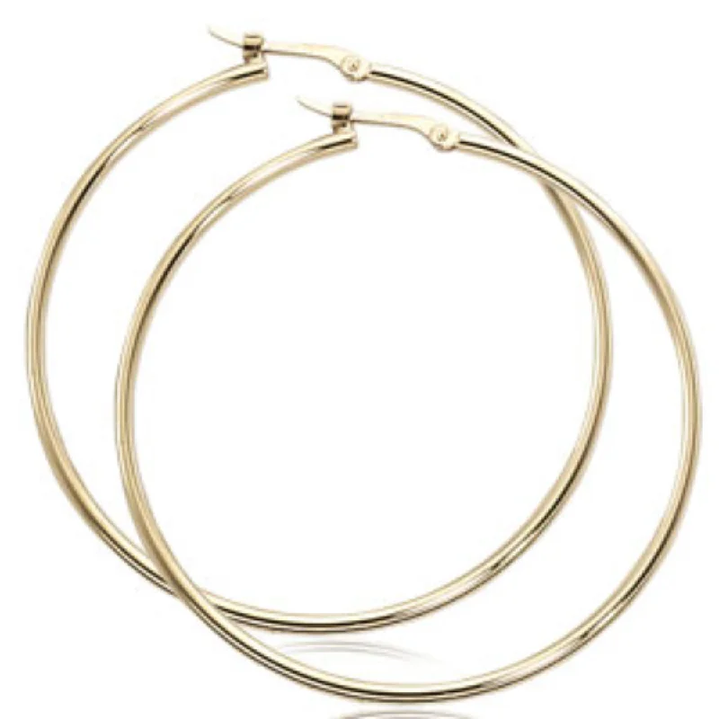 Hoop earrings with pave stones for extra ear dazzle -14k Gold 40mm Hoop Earrings