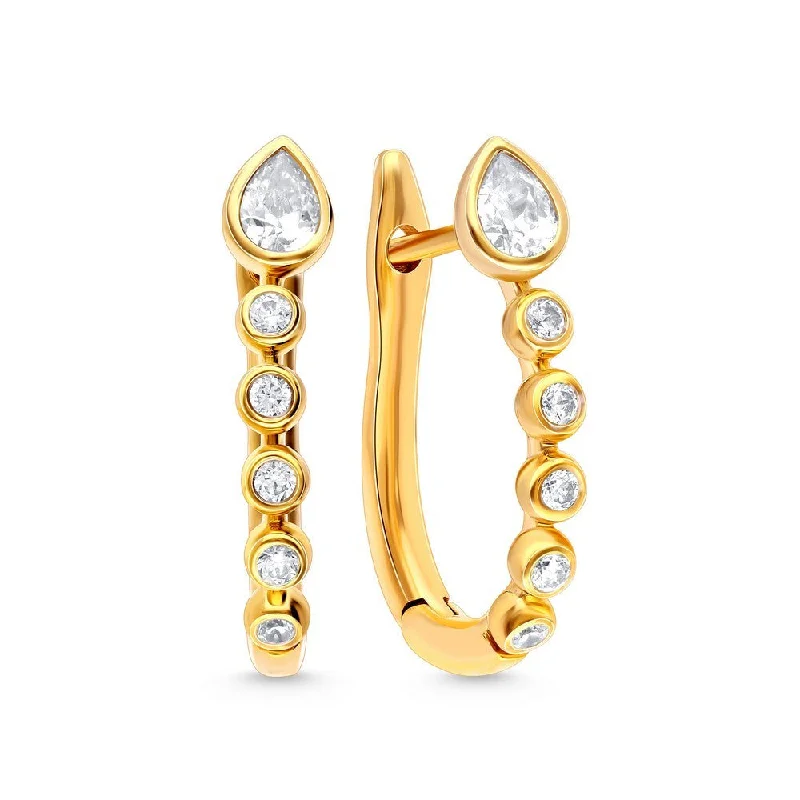 Luxe hoop earrings showcasing dazzling gemstone hoop shine -14k Gold Bezel Set Diamond Hoop Earrings