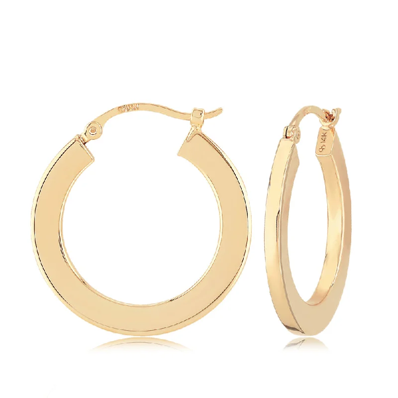 Hoop earrings featuring morganite for soft pink ear shine -14k Gold Flat Hoop Earrings