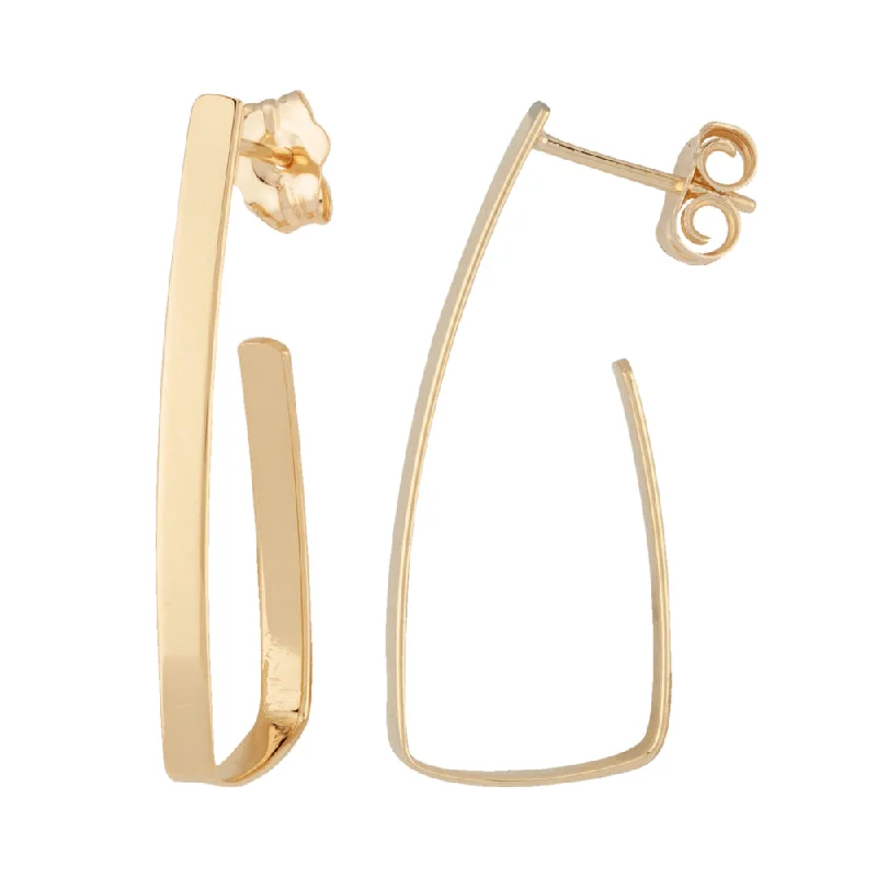 Hoop earrings featuring jade for green ear serenity -14k Gold Flat J Hoop Earring