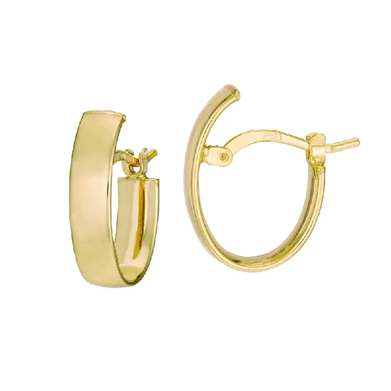 Slim hoop earrings for stackable ear fashion looks -14Y Gold Oval Hoop Earrings