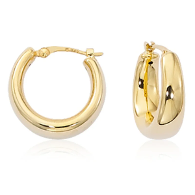 Trendy hoop earrings with modern stone hoop shapes -14k Gold Small Tapered Hoop Earrings