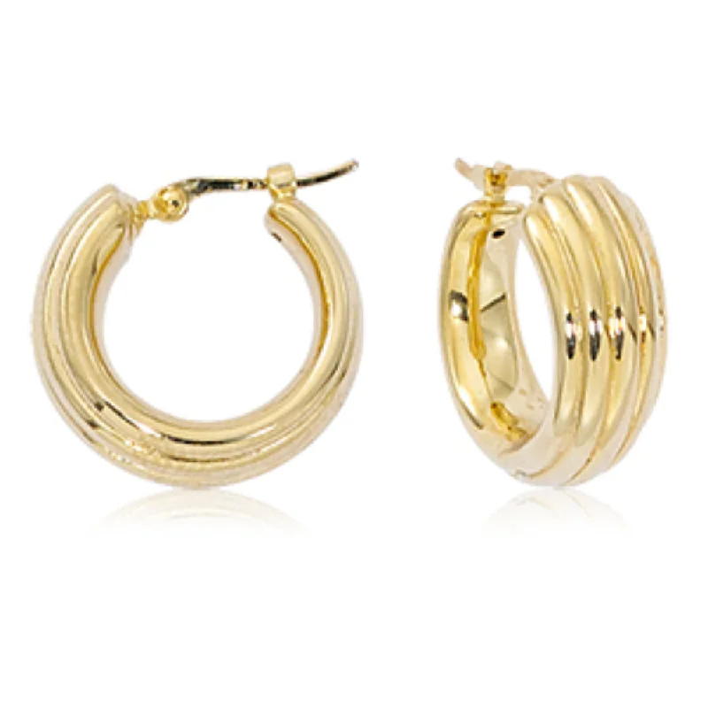 Luxe hoop earrings showcasing dazzling gemstone hoop shine -14k Gold Small Textured Hoops