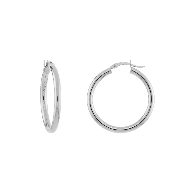 Hoop earrings featuring turquoise for boho ear flair -14k White Gold Hoop Earrings